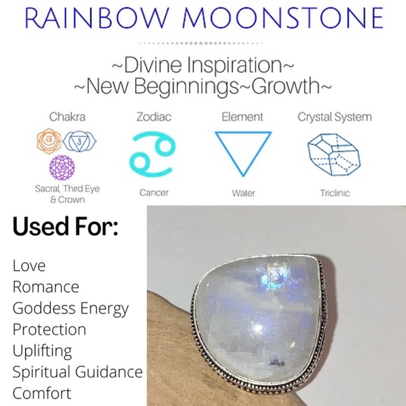 RADIANT! Rainbow Moonstone Gemstone Chunky Handmade Ring - Picture 6 of 7
